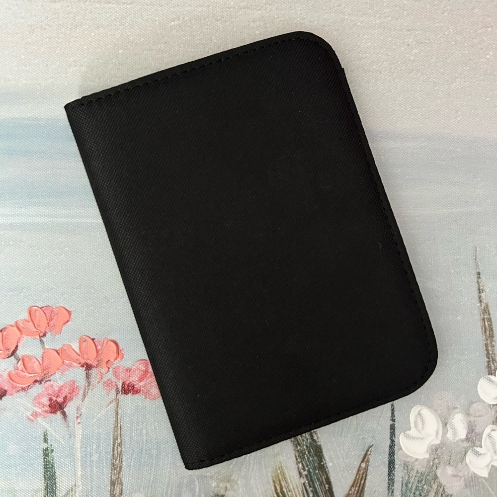 Vintage Black Canvas Passport Holder Magnetic